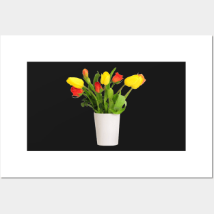 Yellow Tulips and Red Roses Posters and Art